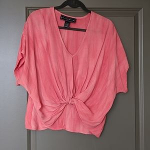 Flowy salmon colored twist front top